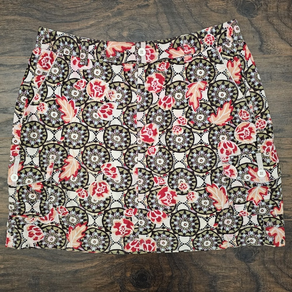 Athleta Womens Size 4 Brown Red Fall Corduroy Mini Skirt Stretch Mosaic